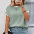 thumbnail image 5 of XFLWAM Womens Cap Sleeve Sweater Vest Crew Neck Short Sleeve Sweaters Spring Summer Trendy Casual Knit Tops, 5 of 8