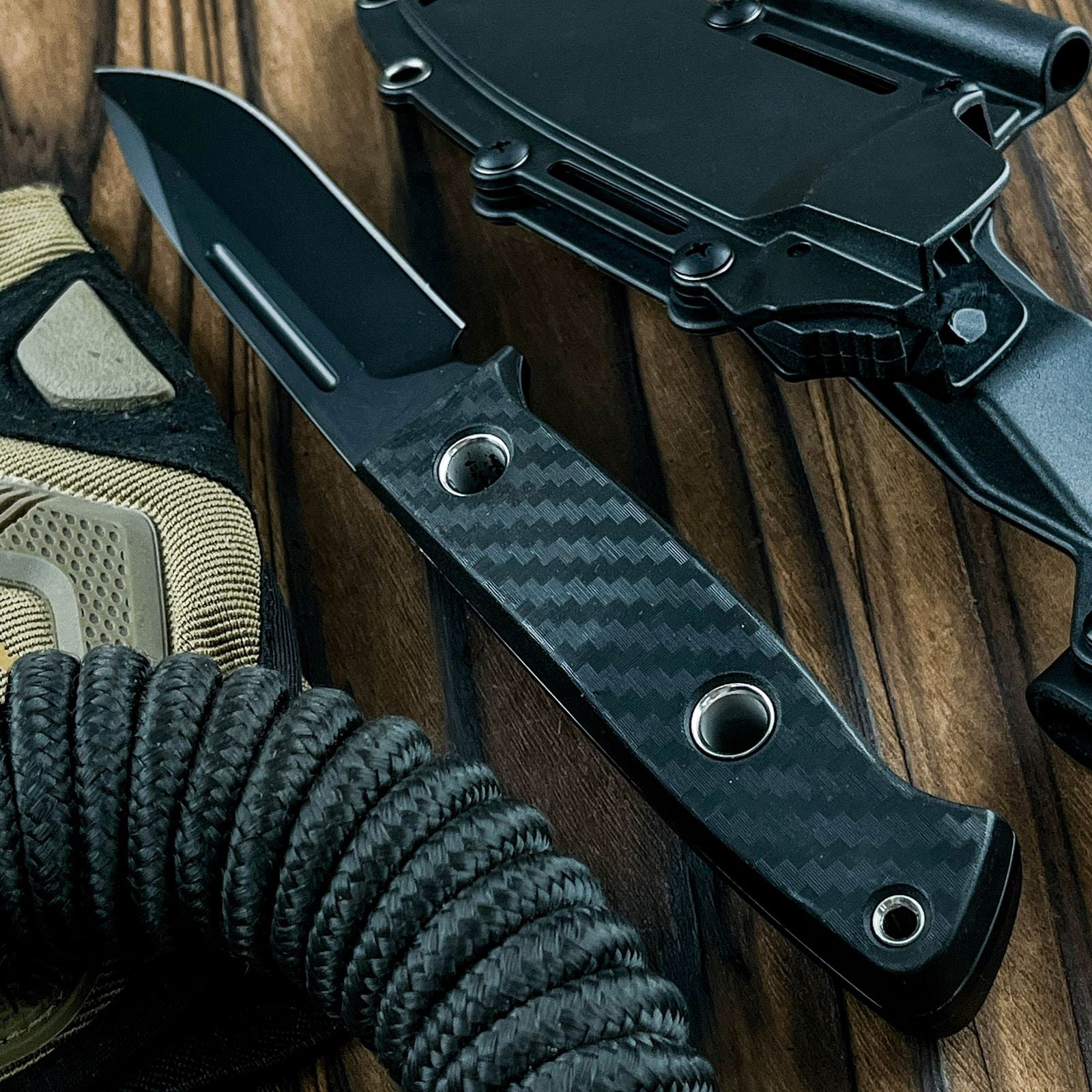 D2 Steel Fixed Blade EDC Utility Knife with Kydex Sheath, Nylon Fiber Handle for Outdoor Camping Hiking Everyday Use