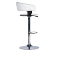 thumbnail image 3 of Powell White Faux Leather Barrel & Chrome Adjustable Height Bar Stool, 3 of 10