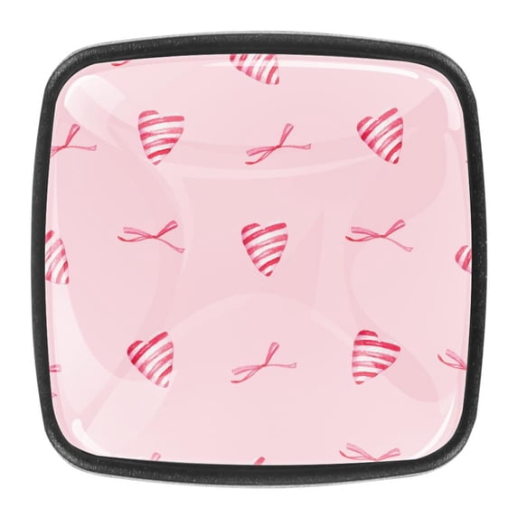 4 Pcs Square Cabinet Handle Cupboard Knob Drawer Pulls Handle Heart Bow Tie Ribbon Drawer Knobs with Screws Furniture Decoration