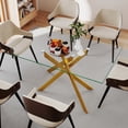 thumbnail image 2 of 51.18" Rectangular Clear Tempered Glass Dining Table,Stylish Design with Golden Metal Legs, Dining Table for Dining Room,Gold, 2 of 8