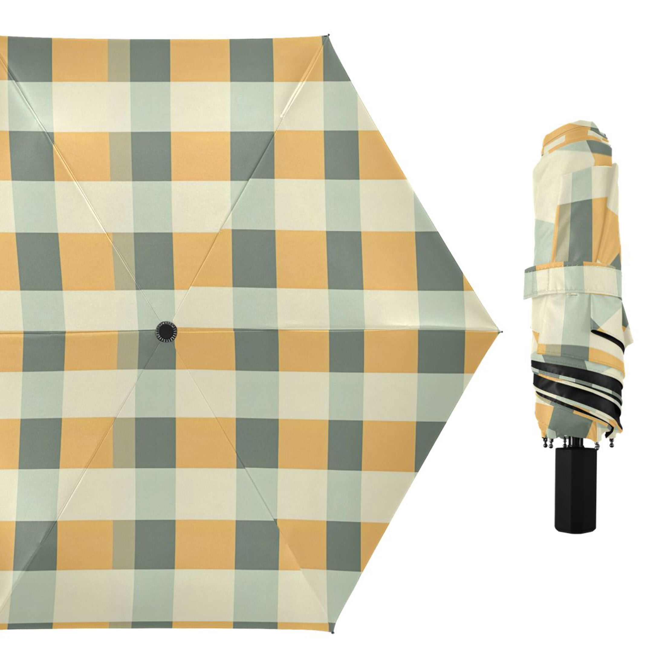 ALAZA Checkered Grid-t2 UPF 50+ Compact Folding Umbrella for Rain Travel Umbrella Packable