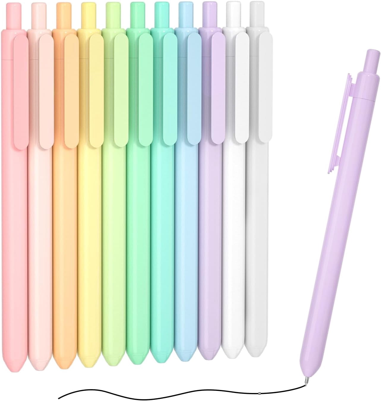 (3 pack) Retractable Pastel Gel Ink Pens, Shuttle Art 11 Pack Black Ink Pens, Cute Pens 0.5mm Fine Point for Writing Journaling Taking Notes
