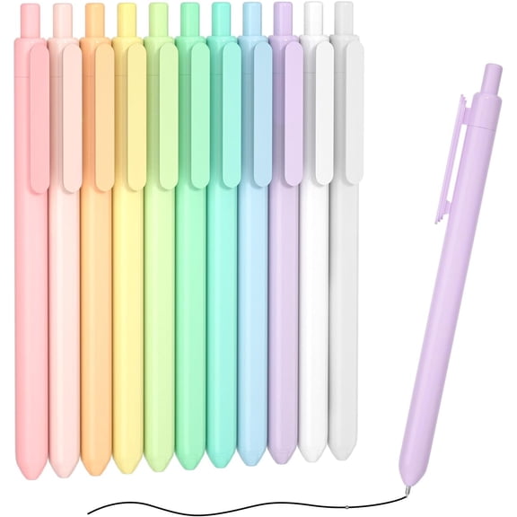 Retractable Pastel Gel Ink Pens, Shuttle Art 11 Pack Black Ink Pens, Cute Pens 0.5mm Fine Point for Writing Journaling Taking Notes