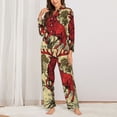 thumbnail image 2 of Fotbe Mythical Red Stag Illustration Pattern Long Sleeve Pajama Set for Women,Sleepwear Set,2-piece Loungewear Set,Soft PJs Comfy Nightwear with Pockets -X-Large, 2 of 7