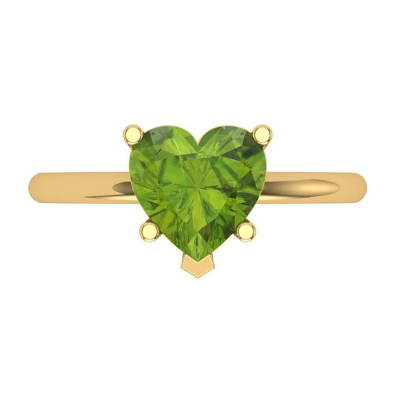 Solitaire Engagement Ring for Women - 2ct Natural Peridot in 18K Yellow Gold Promise Ring