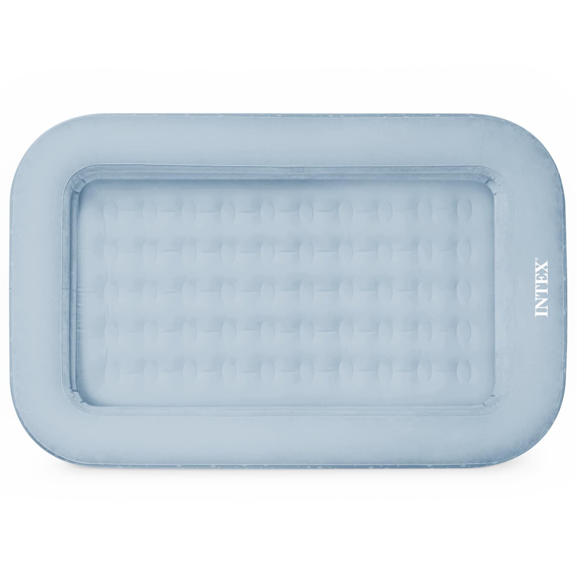 Intex: Kidz Travel Bed Set - Blue & White Stars - Inflatable Air Mattress, Raised Sides, 42 x 66 x 10", Hand Pump & Carry Bag, 50lb Limit, Kid Age 3+