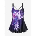 thumbnail image 2 of Tankini de Talla con Estampado de Mariposa Rosegal Camisetas sin mangas de talla grande, 2 of 5