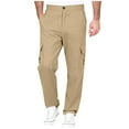 thumbnail image 4 of DPTALR Men's Solid Color Elastic Waist Casual Full-Length Pants with Pockets,Khaki,Big and Tall Men M, 4 of 8