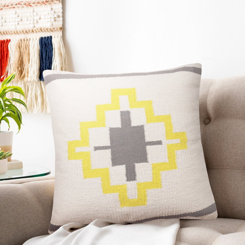 LR Home Apollo Cotton Poly Filled Pillow in Gray/White, 20" x 20"