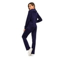 thumbnail image 5 of Women's Velour Tracksuits Set Hooded Long Sleeve Sweatshirts Sweatpants Sweatsuit Set Activewear, Blue, L, 5 of 7