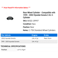 thumbnail image 2 of Rear Wheel Cylinder - Compatible with 1999 - 2002 Hyundai Sonata 2.4L 4-Cylinder 2000 2001, 2 of 2