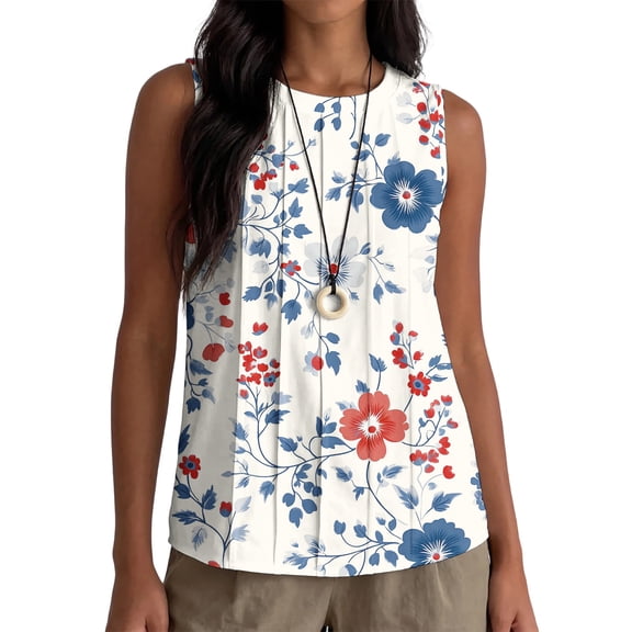 Vetsdori Womens Summer Tank Tops Sleeveless Work Shirts July 4th Red White and Blue Casual Independence Day Camisole Patriotic Tops for Women Undershirts