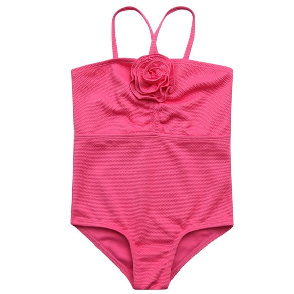 Jessica Simpson Girls' One-piece Ruched Rosette Swimsuit