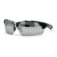 thumbnail image 1 of Mens Xloop Hunters Camo Half Rim Plastic Sunglasses Green White Silver Mirror, 1 of 4