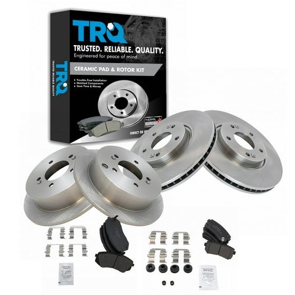 TRQ Front and Rear Brake Pad & Rotor Kit Brake Pads Brake Rotor Ceramic Fits Select 2010-2015 Hyundai Tucson 2011-2016 Kia Sportage