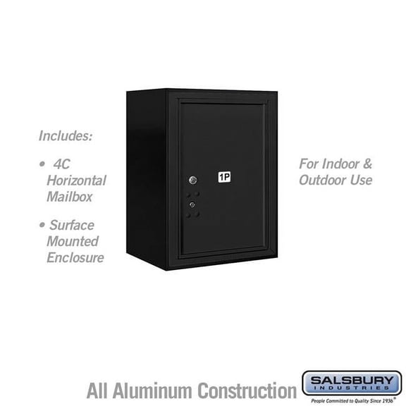 Salsbury Industries 17.75 x 24.5 x 17 in. Surface Mounted 4C Horizontal Mailbox Unit - Front Loading - USPS Access, Black