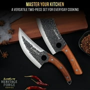 SliceElite 2PCS Hand-Forged Butcher Knife Set | Cleaver & Viking Knives for Meat Cutting | Professional Chef Knife Gift Box, Perfect BBQ Tool for Men