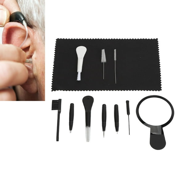 Nettoyeur d'Aide Auditive, Brosse Nettoyante Multi-Usage Simple d'Utilisation Réutilisable avec Étui de Rangement Rond en PU pour la Vie Quotidienne