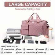 DAKIMOE Travel Duffle Bag for Women Men, Weekender Bags Carry on Gym Bag with Wet Pocket/Adjustable Strap/Shoe Compartment, Foldable Waterproof Overnight Tote Bag for Plane Sports Dance, Pink