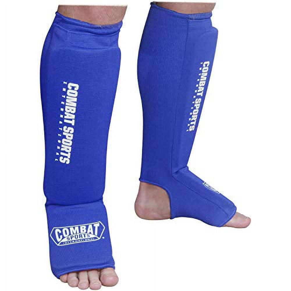 Combat Sports Adults Washable MMA Kickboxing Muay Thai Karate Elastic Cloth Shin & Instep Padded Guards Small Red