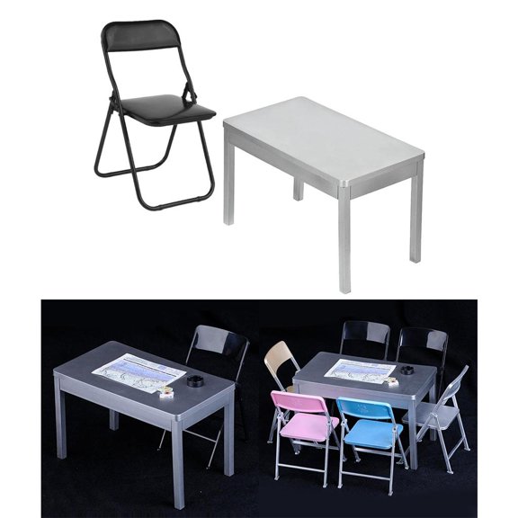 2 Piezas 1: 6 Escritorio de Plástico en Miniatura con Adornos de Modelo de Silla Piezas de de 12 " Hugo 1 escena de figuras de escritorio de 6 escalas