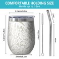 thumbnail image 5 of Floral 12oz Stainless Steel Insulated Wine Tumbler with Lid and Straw – Double Wall Vacuum Mug for Hot & Cold Drinks, 304 Steel Interior, Sweat-Free Design,Thanksgiving,Christmas, Spring,Flower, 5 of 5