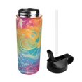 thumbnail image 3 of 18 Oz Insulated Sports Bottle, Outdoor Sports Gym Handheld Portable Casual Stainless Steel Water Bottle, Straw With Lid Lightgrey Tie-Dye Background Vibrant Colors And Swirling, 3 of 9