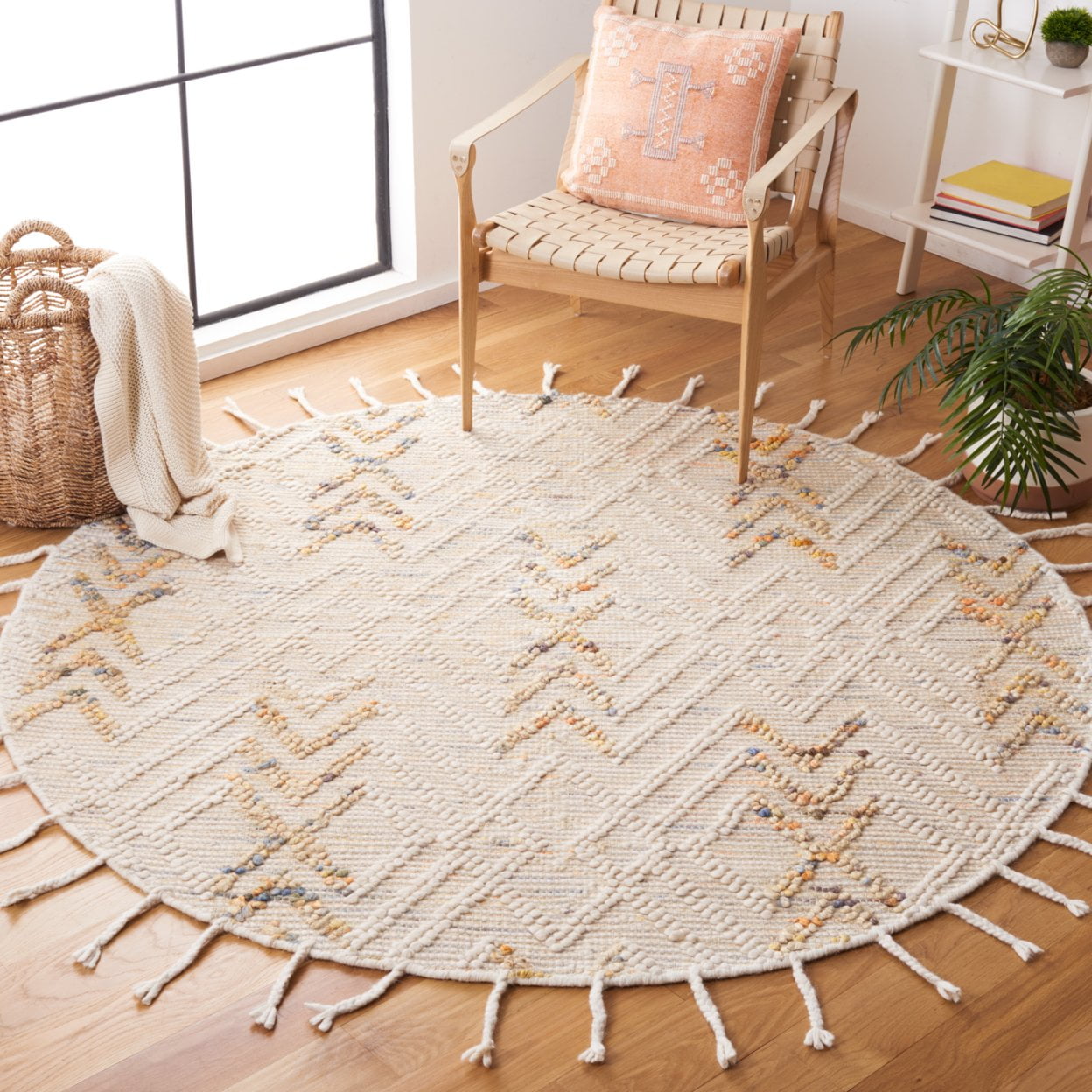 SAFAVIEH Natura Keith Geometric Area Rug, Ivory/Orange, 4' x 6'