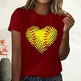 thumbnail image 2 of Summer Saving Wycnly Womens Tops Summer Short Sleeve Round Neck Heart Print Tee Shirts Casual Loose Fit Ladies Breathable Pullover Blouses Wine xl Clearance Under $5, 2 of 4