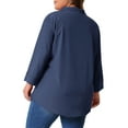 thumbnail image 3 of Agnes Orinda Plus Size Blouses for Women 3/4 Sleeve V Neck Work Shirts Casual Blouse 4X Dark Blue, 3 of 6