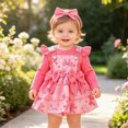 thumbnail image 2 of CAUYDY Little Baby Girl Clothing Newborn Ruffle Sleeve Romper Cute Sets 0 3 6 9 12 18 Months Toddler Photography Outfits Kids Suit Shower Christmas Gift Hot Pink Sizes 6-12 Months, 2 of 5