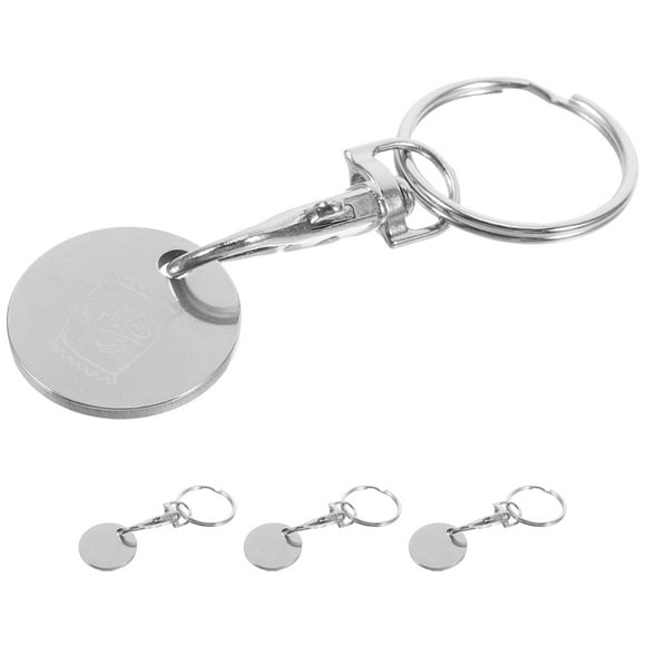 4 llaveros de acero inoxidable con forma de carrito de compras, de metal, accesorio para carrito de compras