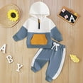 thumbnail image 2 of oqasdz Baby Boy Outfits Patchwork Color Hoodie and Sweatpants 2 Piece Set Casual Soft Comforatble Fall Winter Sports Active Wear /6-12 Months, 2 of 3