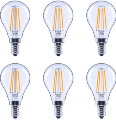 EcoSmart A15 LED Light Bulbs | Clear | Vintage Filament | 450 Lumens | 40W Equivalent | Candelabra E12 Base | Dimmable | Soft White (2700K) | Ideal for Ceiling Fans | 6-Pack
