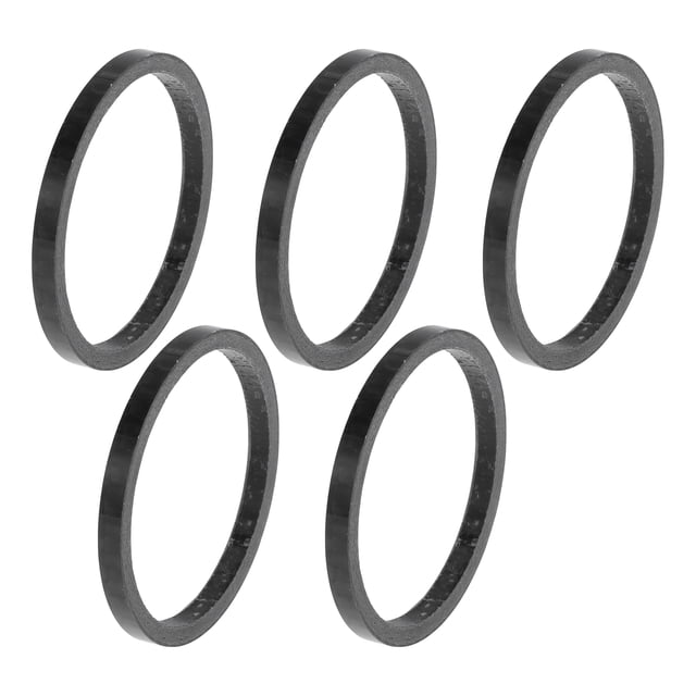 Espaciadores de dirección de bicicleta 3mm Espaciadores de vástago de manillar de bicicleta 31.8mm 1-1/4" Fibra de carbono negro brillante 5 Pcs