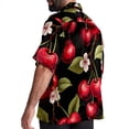 thumbnail image 3 of Cherry Men's Hawaiian Printed Short Sleeve Button Down Casual Beach Shirt's, Unisex, 3 of 6