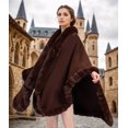 thumbnail image 5 of DEBIMY Warm Faux Fur Cape Winter Fur Trim Cloaks Thick Sweater for Party Coffee, 5 of 6