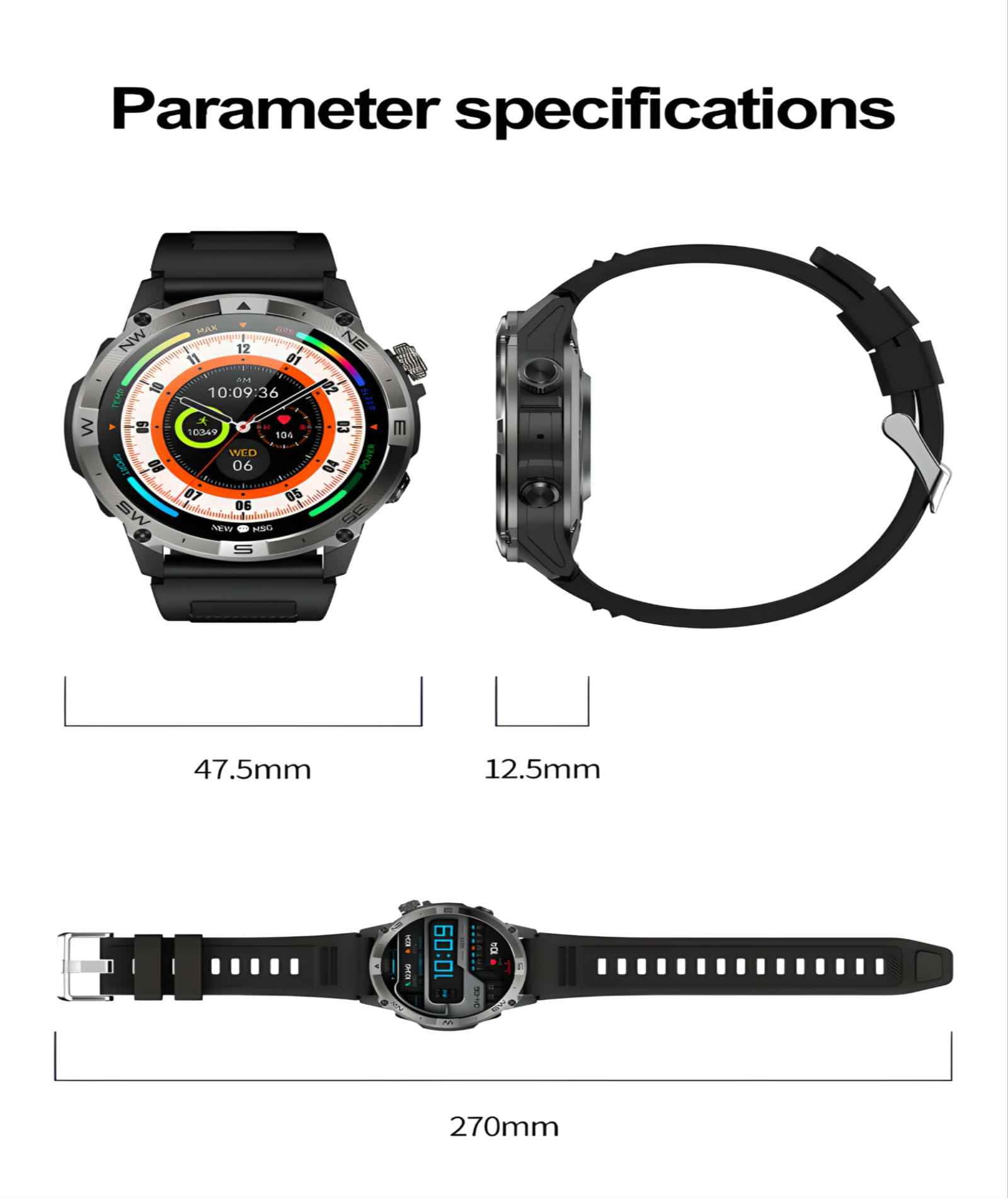 Smart Watch with GPS Tracking,1.43" AMOLED Display,IP68 Waterproof,30-Day Battery,Offline Payment – Fitness Tracker for Travel – Perfect Gift for Husband,Christmas,Valentine's Day (12-Month Warranty)