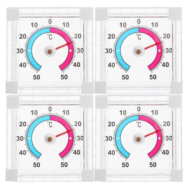 VERDANVERSE 4Pcs Door Window Thermometer for Home Outdoor Use with Transparent Design