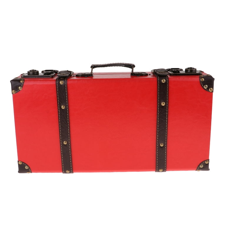 VINTAGE Travis's Hat Box Zippered Luggage Red With Mirror And