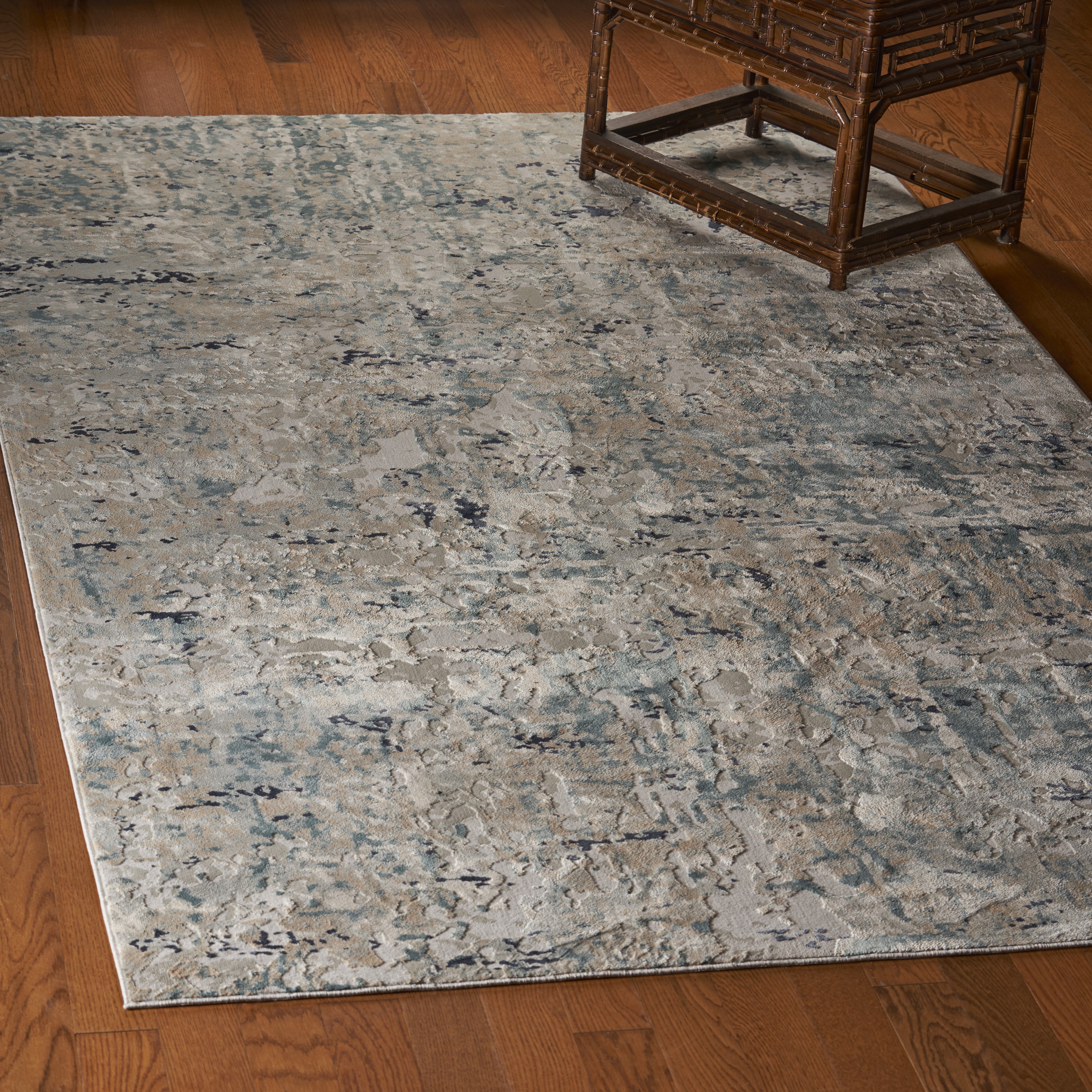 Lr Home Neutral Distressed Abstract Accent Rug, Gray / Blue, 1'10" x 3'