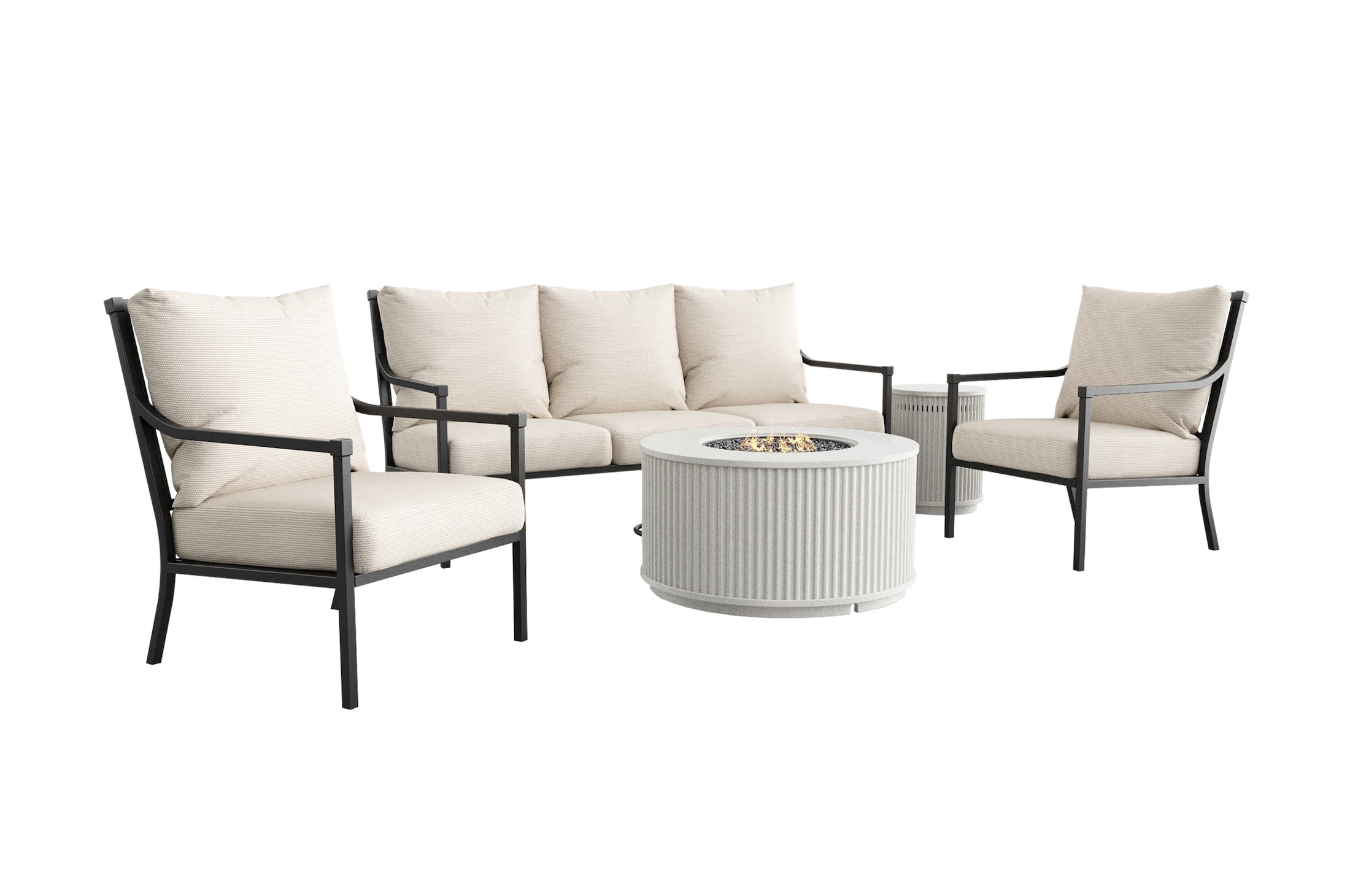 My Texas House Cambria X-Back Outdoor Steel Sofa with Cushions, Black