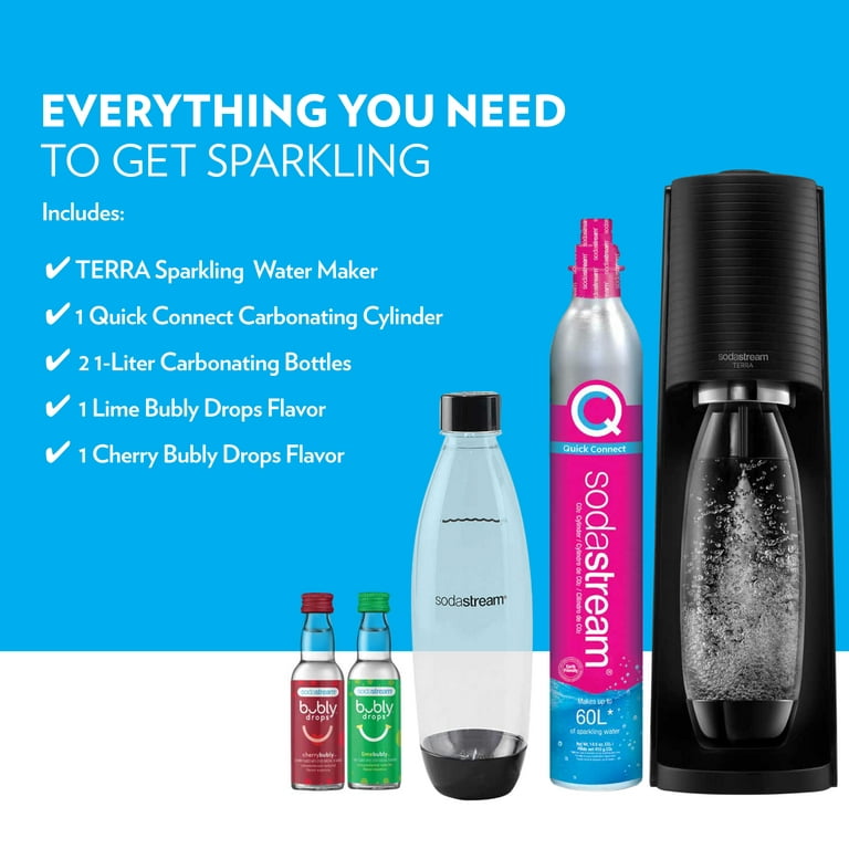 SodaStream Art Sparkling Water Maker Bundle (Black), with CO2, DWS Bottles,  and Bubly Drops Flavors