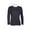Black, variant on Catherine Malandrino Crew Neck Long Sleeve Ruched Shoulder Solid Knit Top-ASH SMOKE / XS