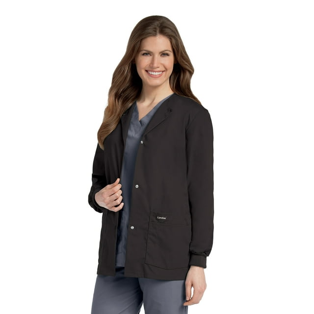 Landau Essentials Veste d'Uniforme Médicale pour Femmes, Coupe Classique et Décontractée, Col Rond, 4 Poches