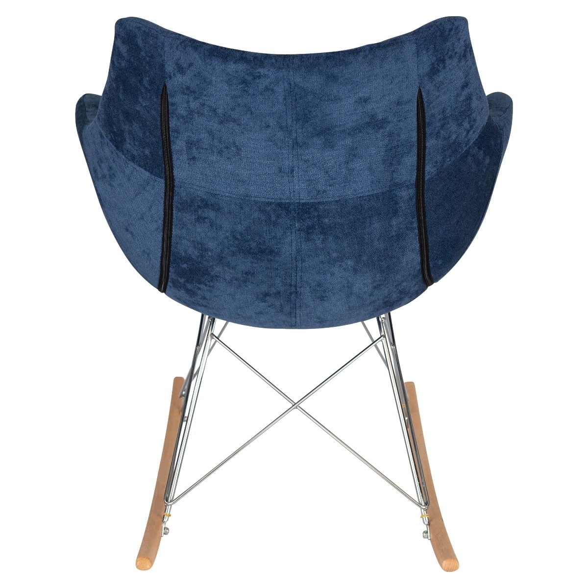 Modern Upholstered Rocking Chair – Small Accent Chair for Nursery, Kids, or Living Room | Nursing Chair with Curved Back & Wood Rocker Legs, Navy Blue