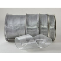 Ribbon Bazaar Wired Shimmering Metallic Sheer 5/8 inch Silver 25 yards Ribbon