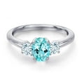 thumbnail image 3 of Gem Stone King 925 Sterling Silver Blue Apatite and Sky Blue Aquamarine Engagement Ring for Women | 1.16 Cttw | Oval 7X5MM | Gemstone Birthstone | Size 7, 3 of 6