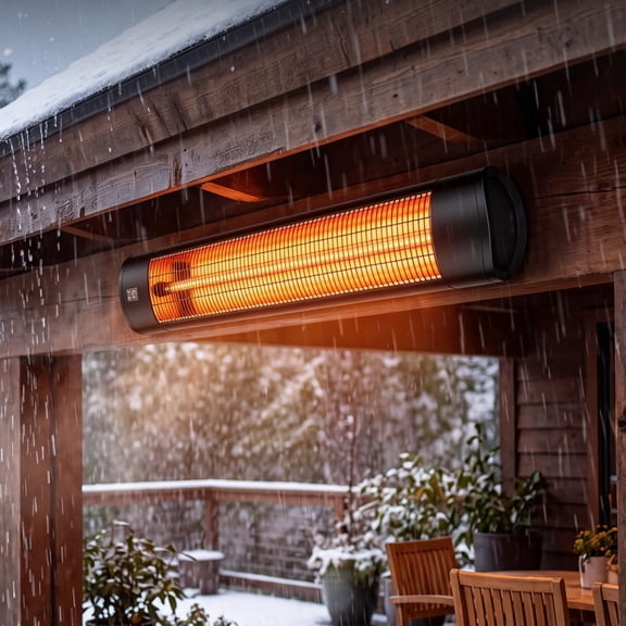 EuKer 1500W Wall-Mounted Heater, Infrared Heater with Remote Control, 24H Timer & 3 Heat Settings for Indoor/Outdoor Use, 120V, Black